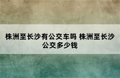 株洲至长沙有公交车吗 株洲至长沙公交多少钱